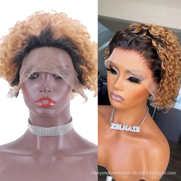 Short Pixie Cut Curly Cheap Human Hair Wig 13 X 1 Transparent Lace Wig For Women Human Hair Wigs
